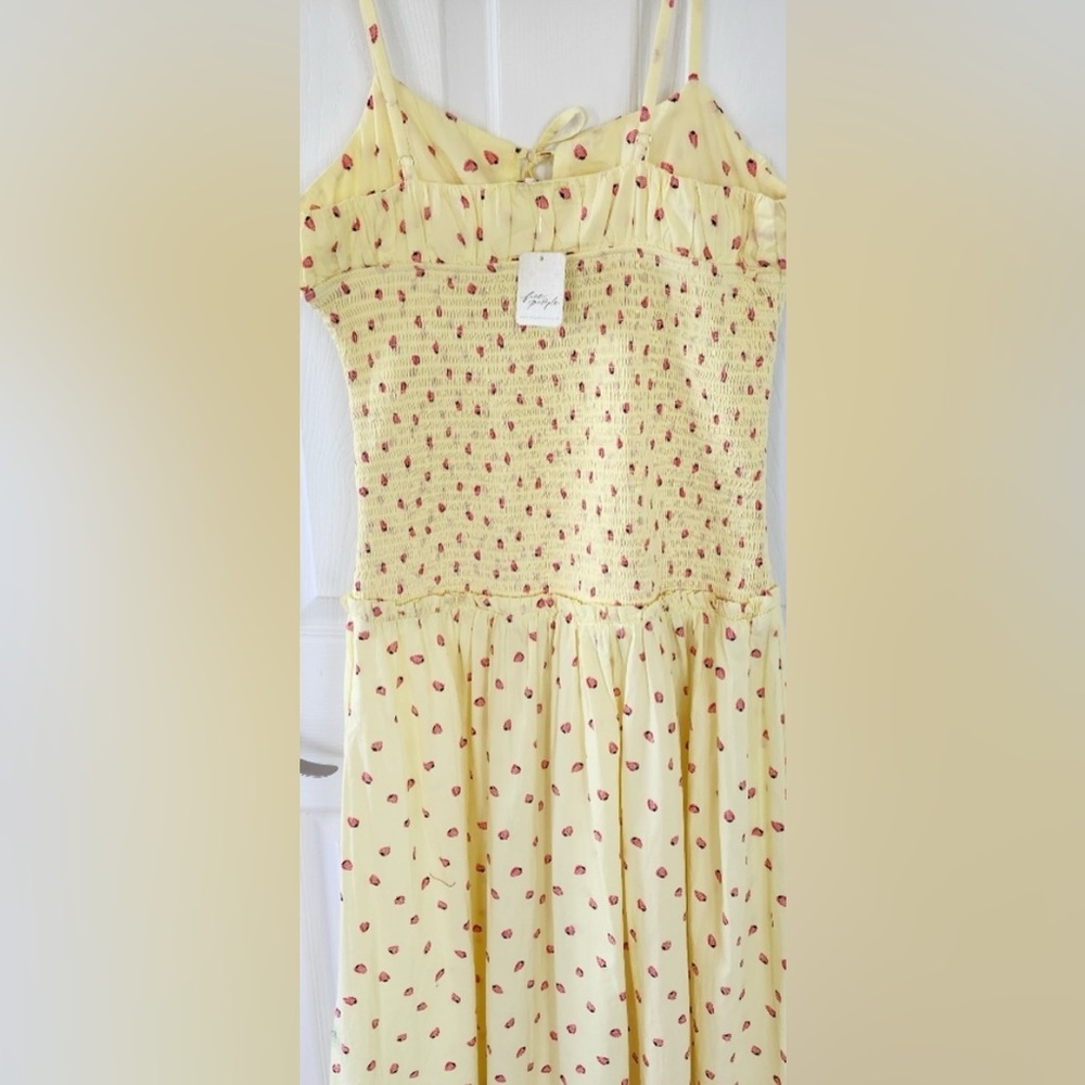 Free People Yellow Maxi Dress with strawberries Print - Picture 2 of 4